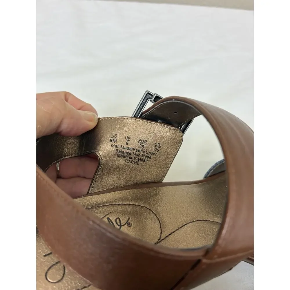 Life Stride Women’s Rache Brown/Blue Women's Heel Sandals Shoes 8.0 M